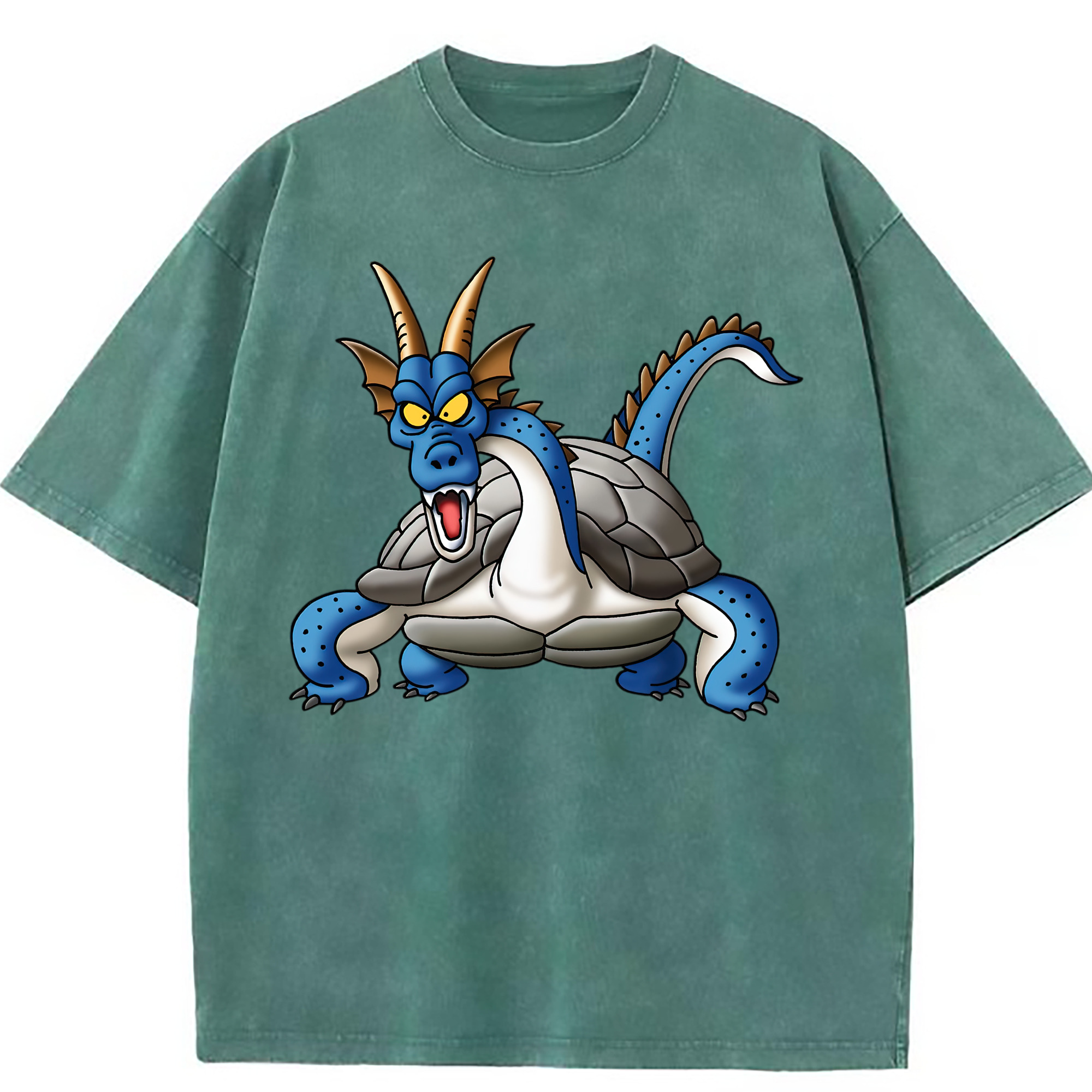 （画像用） ドラゴンクエスト Doragon Kuesuto Dragon Quest 綿100% ヴィンテージ風 半袖Tシャツ（フロントプリント）